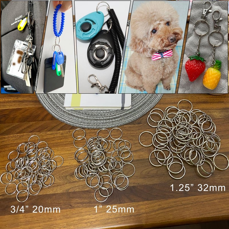 HoAoOo Key Ring/Key Chain, 50 Pack 3/4 inches 20mm Split Round Metal Silver Keyring for Home/Car/Outdoor/Arts/Lanyards/CraftsKeys Organization - Image 3